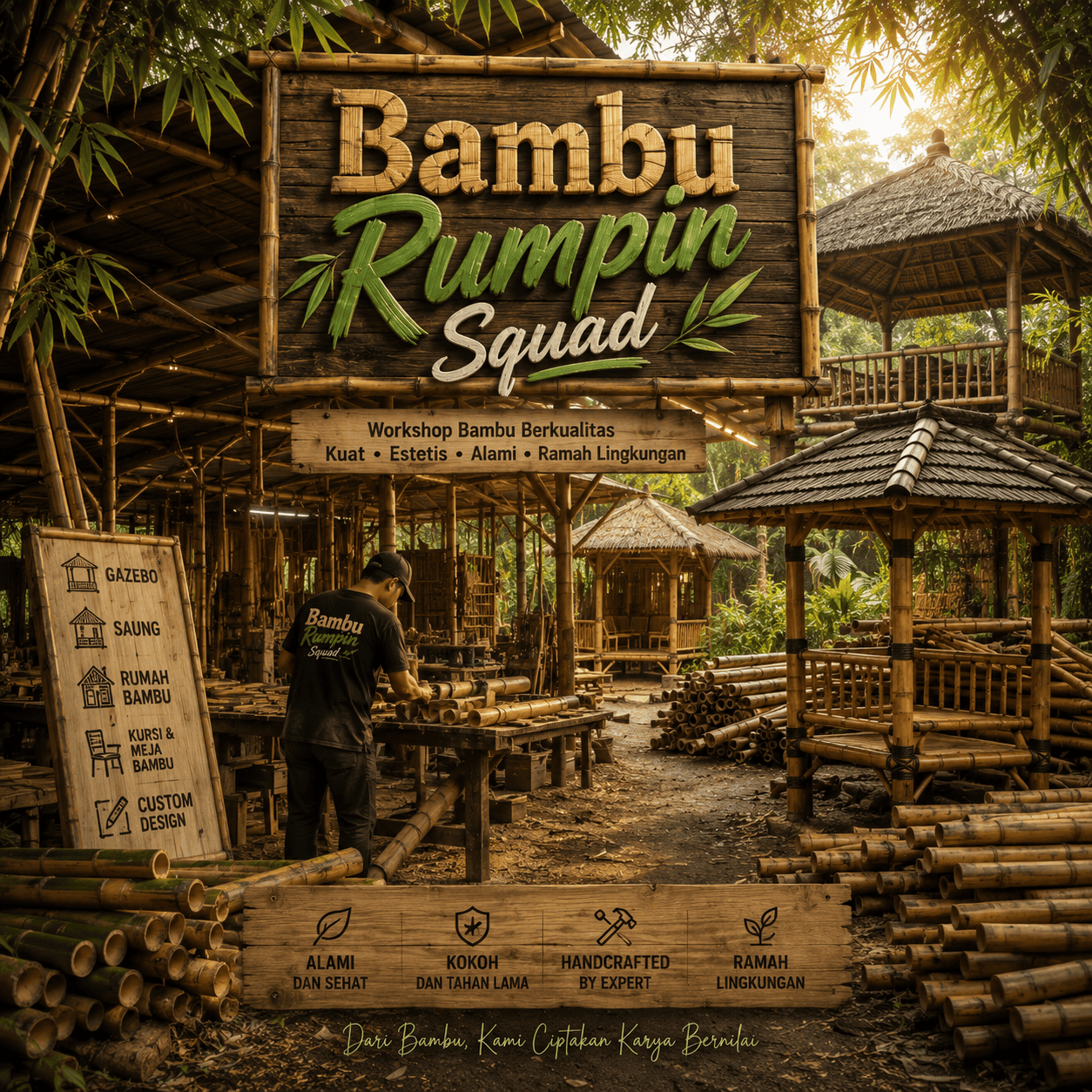 Pengrajin Saung Bambu
